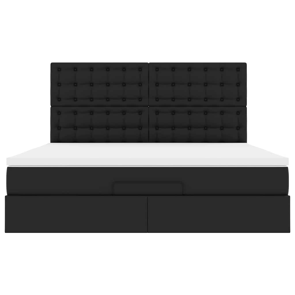 Οθωμανικό κρεβάτι με στρώμα Μαύρο 160x200cm Faux Leather - Pakobazaar