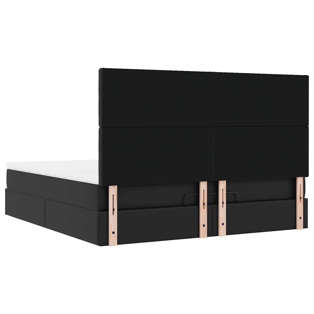 Οθωμανικό κρεβάτι με στρώμα Μαύρο 160x200cm Faux Leather - Pakobazaar