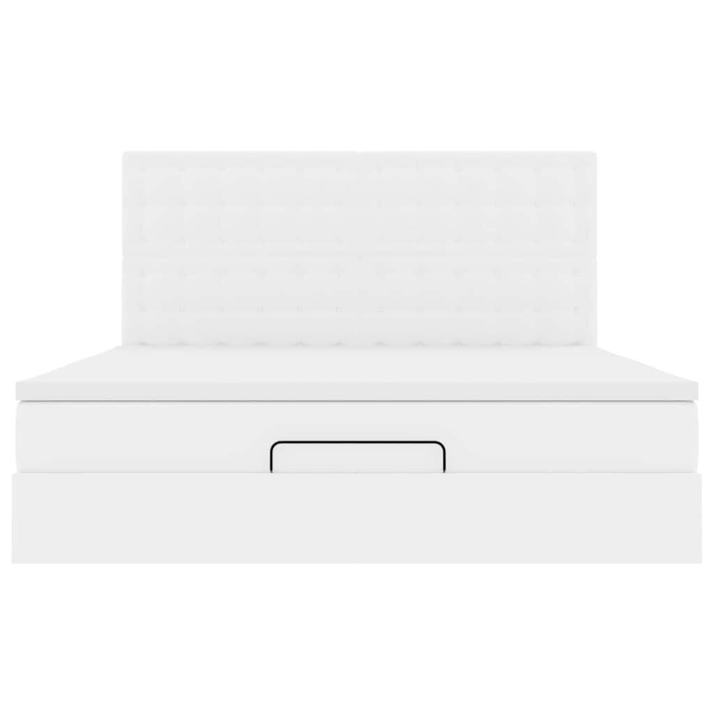 Οθωμανικό κρεβάτι με στρώμα Λευκό 160x200cm Faux Leather - Pakobazaar