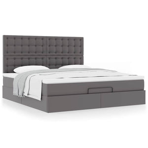 Οθωμανικό κρεβάτι με στρώμα Γκρι 160x200cm Faux Leather - Pakobazaar