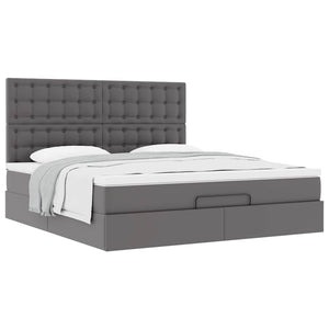 Οθωμανικό κρεβάτι με στρώμα Γκρι 160x200cm Faux Leather - Pakobazaar