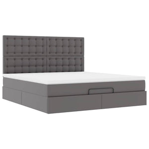 Οθωμανικό κρεβάτι με στρώμα Γκρι 160x200cm Faux Leather - Pakobazaar