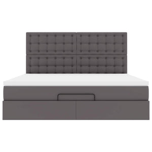 Οθωμανικό κρεβάτι με στρώμα Γκρι 160x200cm Faux Leather - Pakobazaar