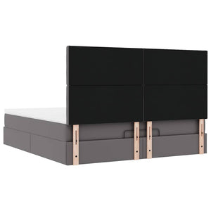 Οθωμανικό κρεβάτι με στρώμα Γκρι 160x200cm Faux Leather - Pakobazaar