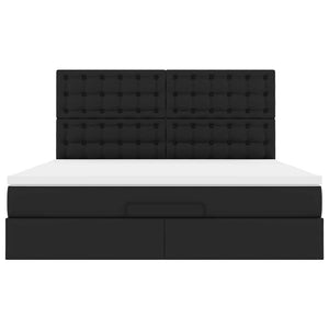 Οθωμανικό κρεβάτι με στρώμα Μαύρο 180x200cm Faux Leather
