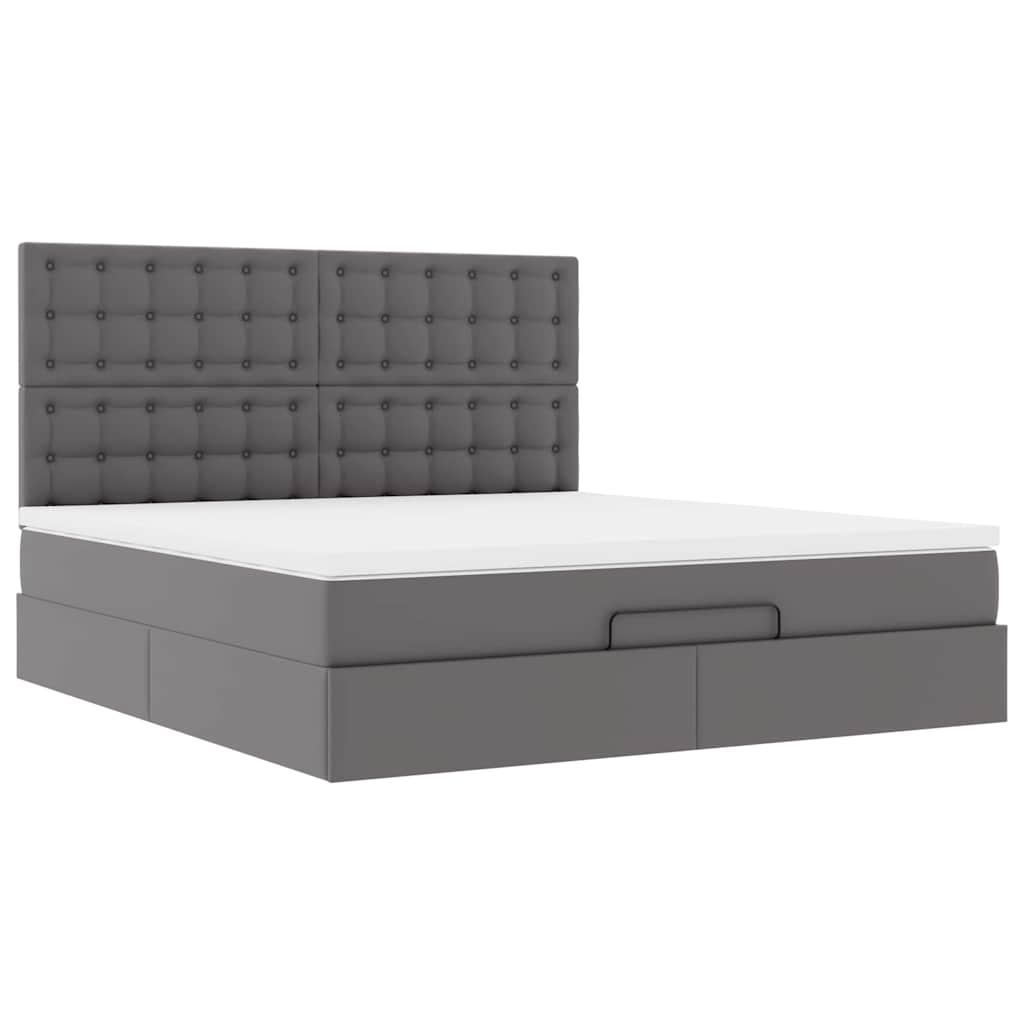Οθωμανικό κρεβάτι με στρώμα Γκρι 180x200cm Faux Leather