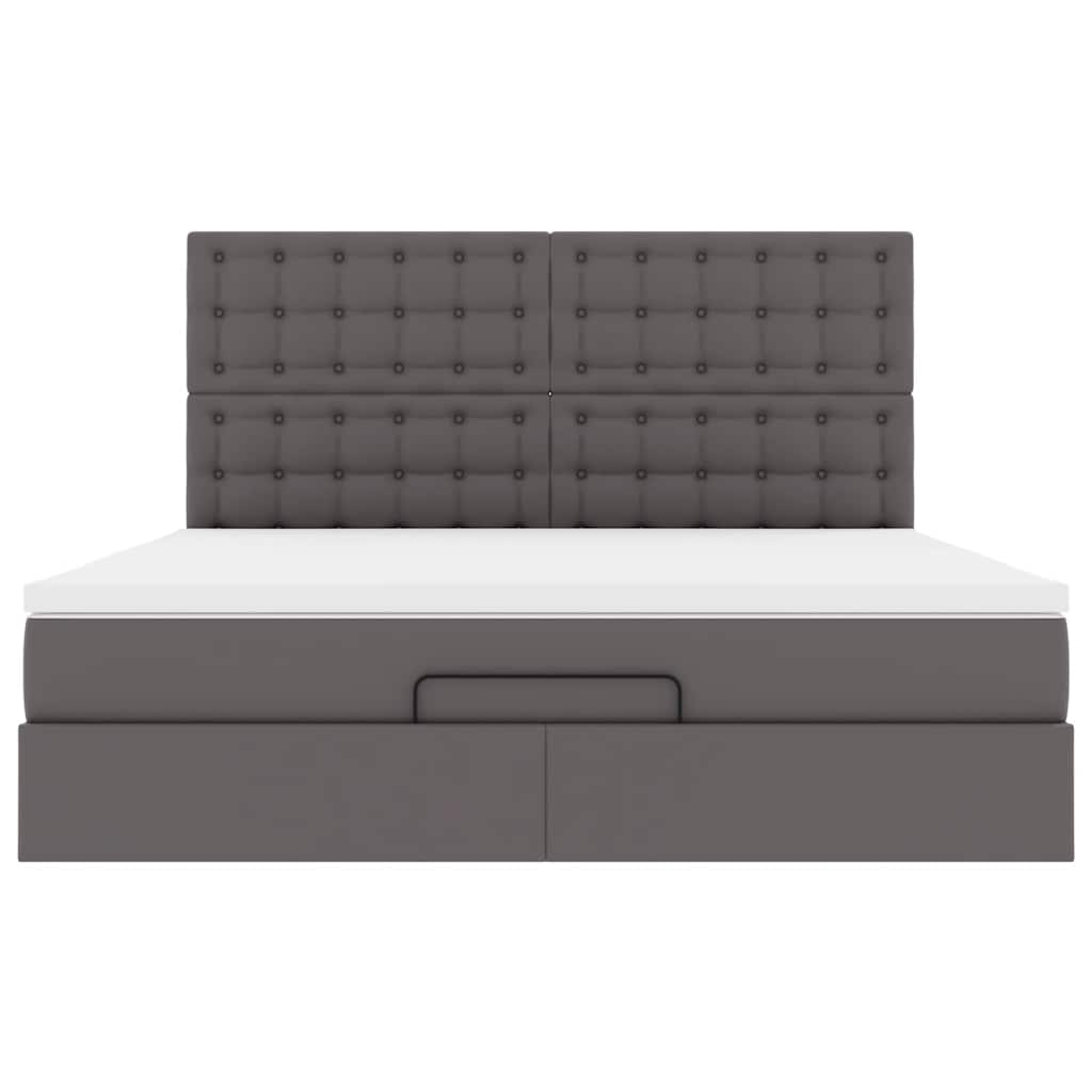Οθωμανικό κρεβάτι με στρώμα Γκρι 180x200cm Faux Leather
