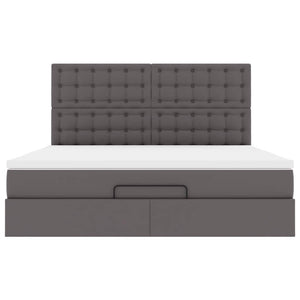 Οθωμανικό κρεβάτι με στρώμα Γκρι 180x200cm Faux Leather