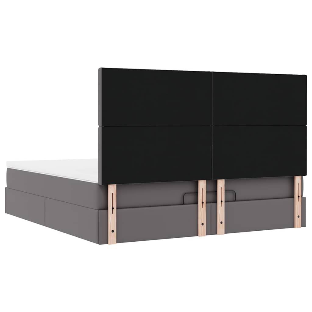 Οθωμανικό κρεβάτι με στρώμα Γκρι 180x200cm Faux Leather
