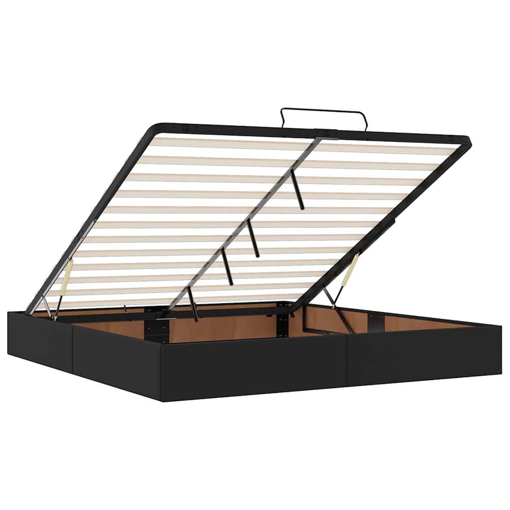 Οθωμανικό κρεβάτι με στρώματα Μαύρο 200x200cm Faux Leather - Pakobazaar