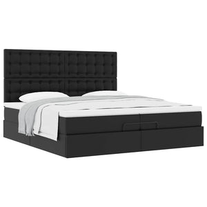 Οθωμανικό κρεβάτι με στρώματα Μαύρο 200x200cm Faux Leather - Pakobazaar