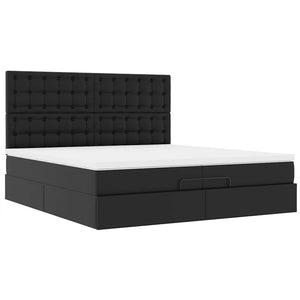 Οθωμανικό κρεβάτι με στρώματα Μαύρο 200x200cm Faux Leather - Pakobazaar