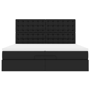 Οθωμανικό κρεβάτι με στρώματα Μαύρο 200x200cm Faux Leather - Pakobazaar