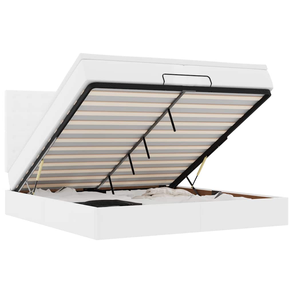 Οθωμανικό κρεβάτι με στρώματα Λευκό 200x200cm Faux Leather - Pakobazaar