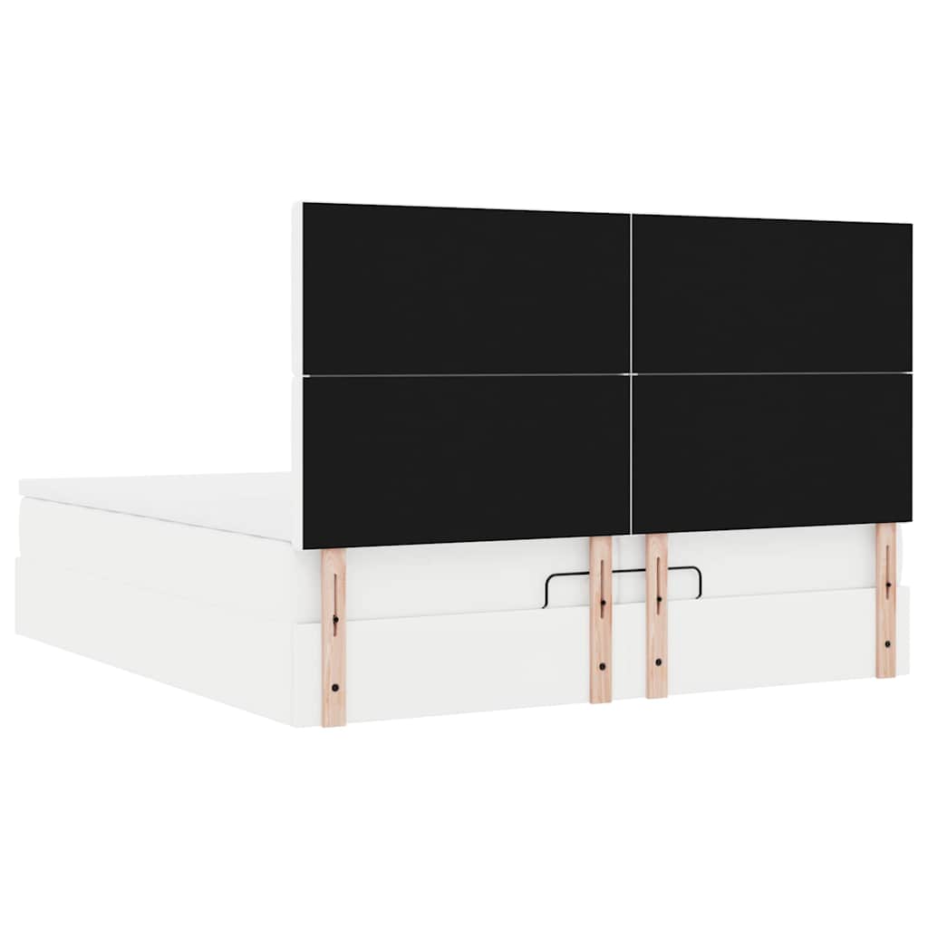 Οθωμανικό κρεβάτι με στρώματα Λευκό 200x200cm Faux Leather - Pakobazaar