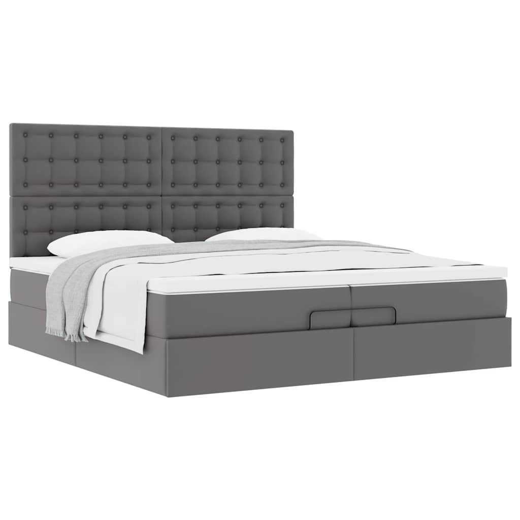 Οθωμανικό κρεβάτι με στρώματα Γκρι 200x200cm Faux Leather