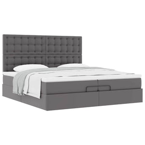 Οθωμανικό κρεβάτι με στρώματα Γκρι 200x200cm Faux Leather