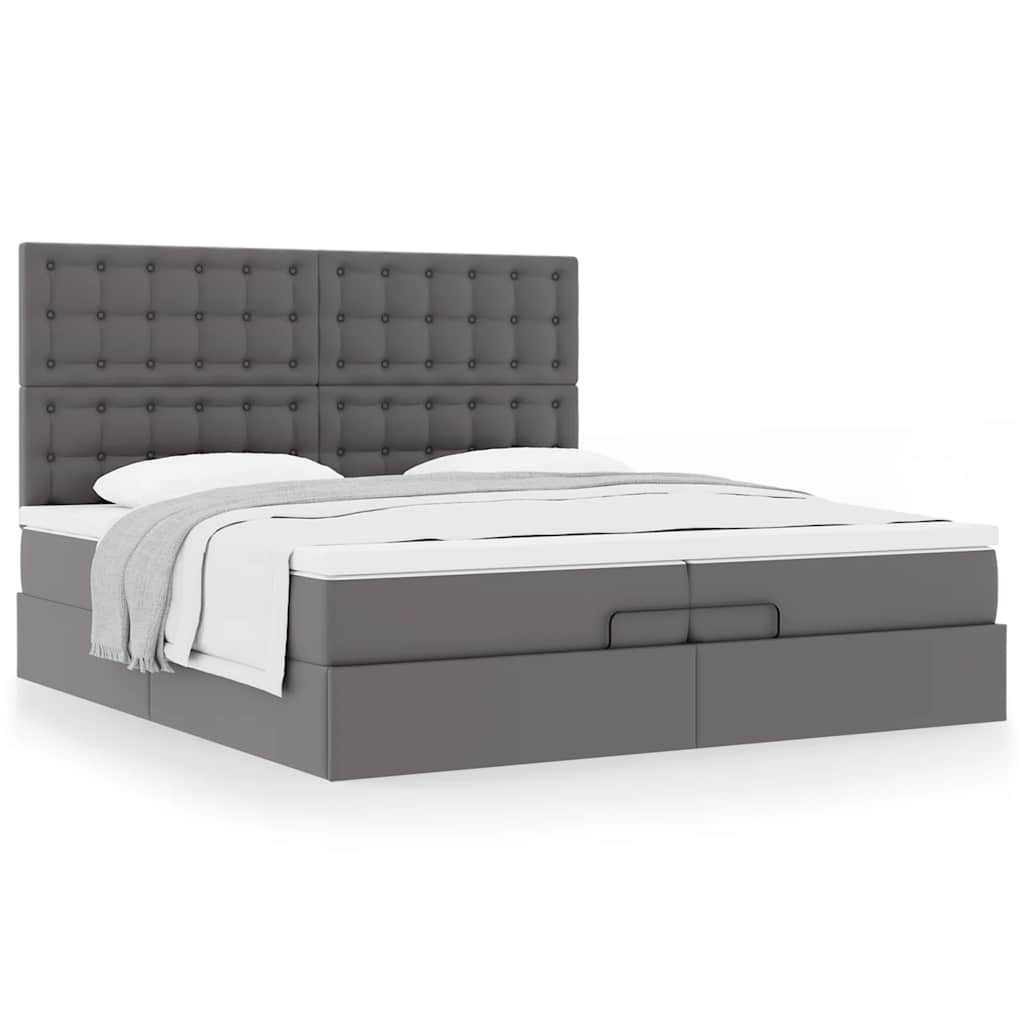 Οθωμανικό κρεβάτι με στρώματα Γκρι 200x200cm Faux Leather