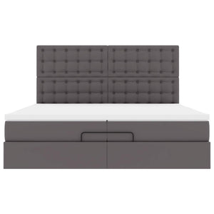 Οθωμανικό κρεβάτι με στρώματα Γκρι 200x200cm Faux Leather