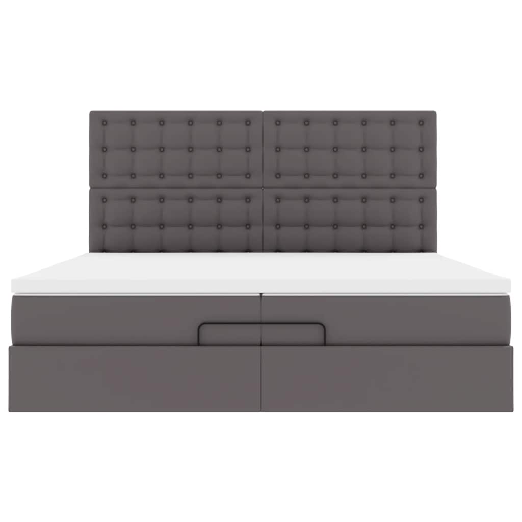 Οθωμανικό κρεβάτι με στρώματα Γκρι 200x200cm Faux Leather - Pakobazaar