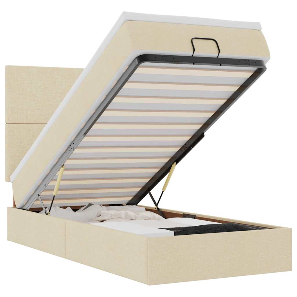 Οθωμανικό κρεβάτι με στρώμα Cream 80x200cm ύφασμα