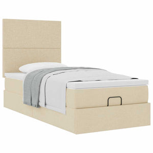 Οθωμανικό κρεβάτι με στρώμα Cream 90x190cm ύφασμα - Pakobazaar
