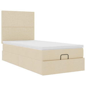 Οθωμανικό κρεβάτι με στρώμα Cream 90x190cm ύφασμα - Pakobazaar