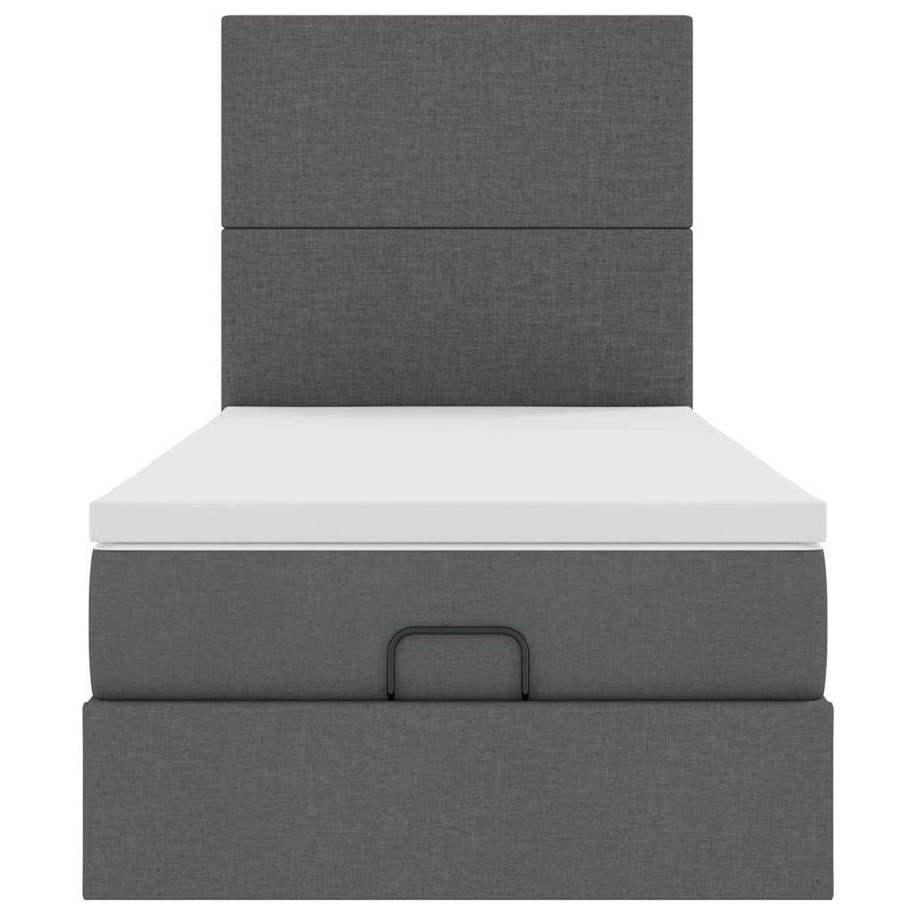 Οθωμανικό κρεβάτι με στρώμα σκούρο γκρι 90x200cm ύφασμα - Pakobazaar