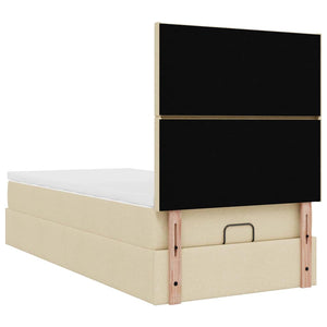 Οθωμανικό κρεβάτι με στρώμα Cream 90x200cm ύφασμα