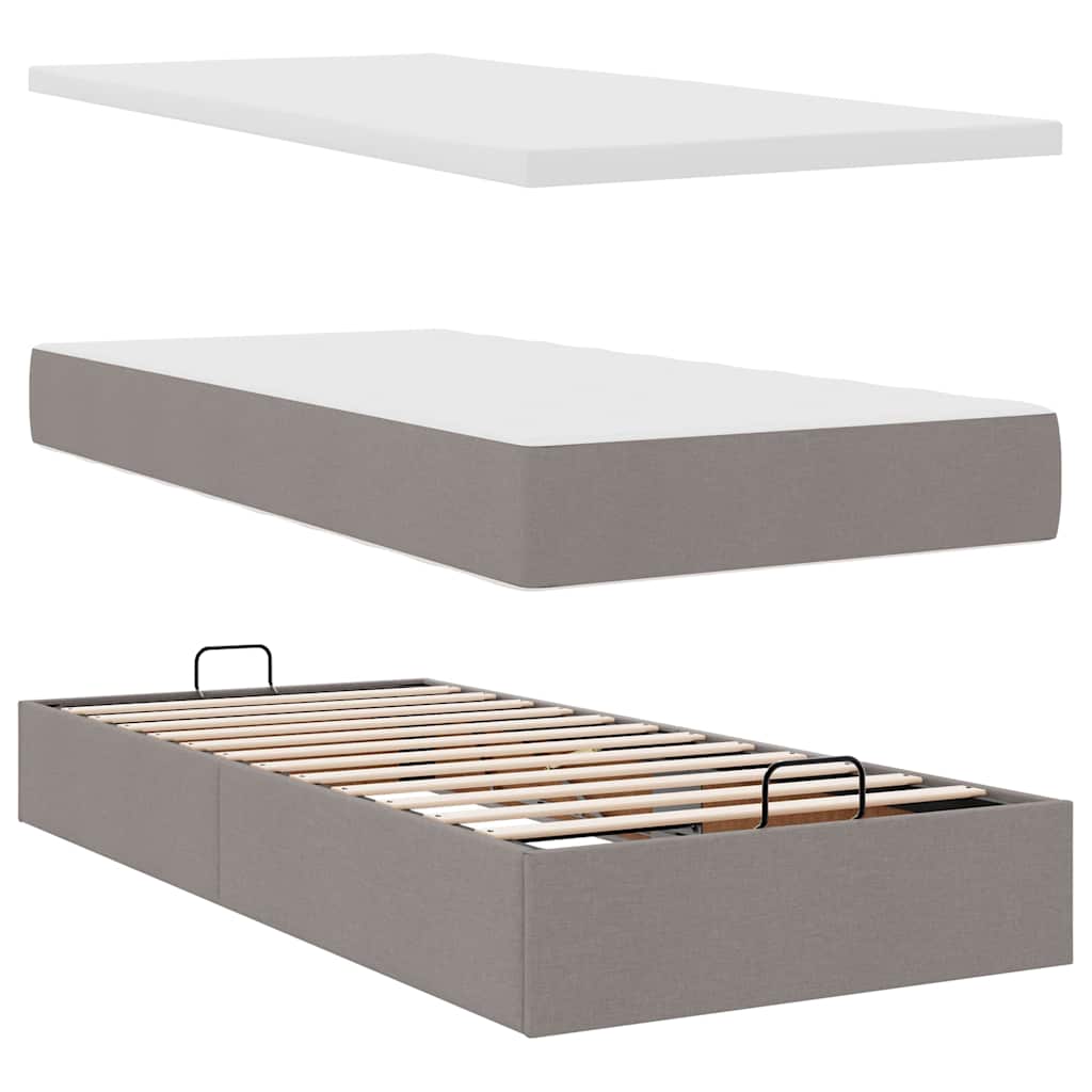 Οθωμανικό κρεβάτι με στρώμα Taupe 100x200cm ύφασμα