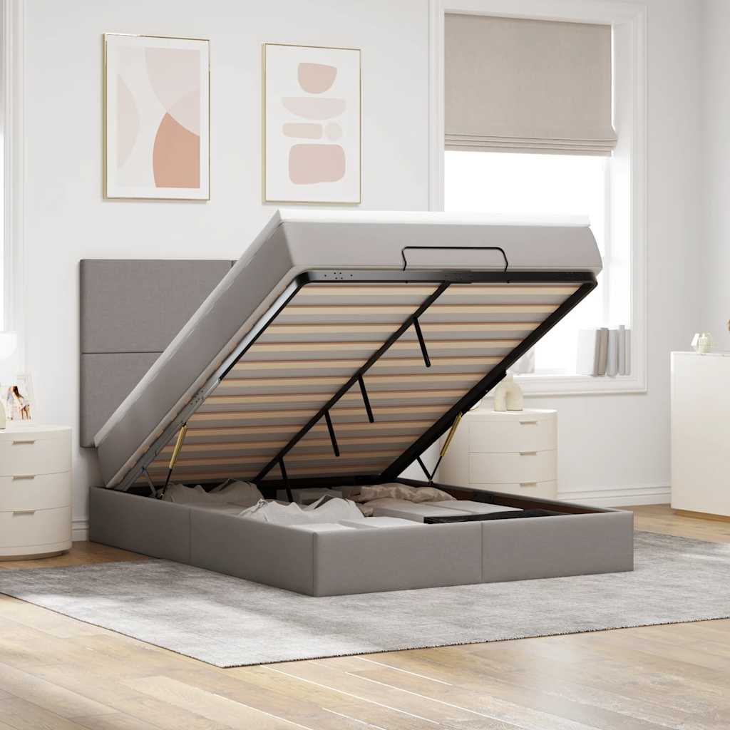 Οθωμανικό κρεβάτι με στρώμα Taupe 140x200cm ύφασμα - Pakobazaar