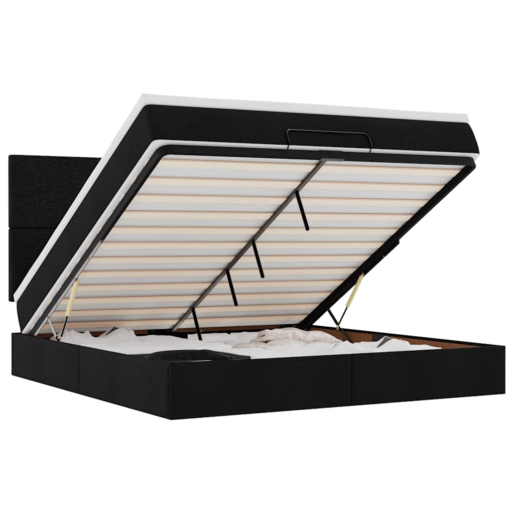 Οθωμανικό κρεβάτι με στρώμα Μαύρο 160x200cm Ύφασμα - Pakobazaar