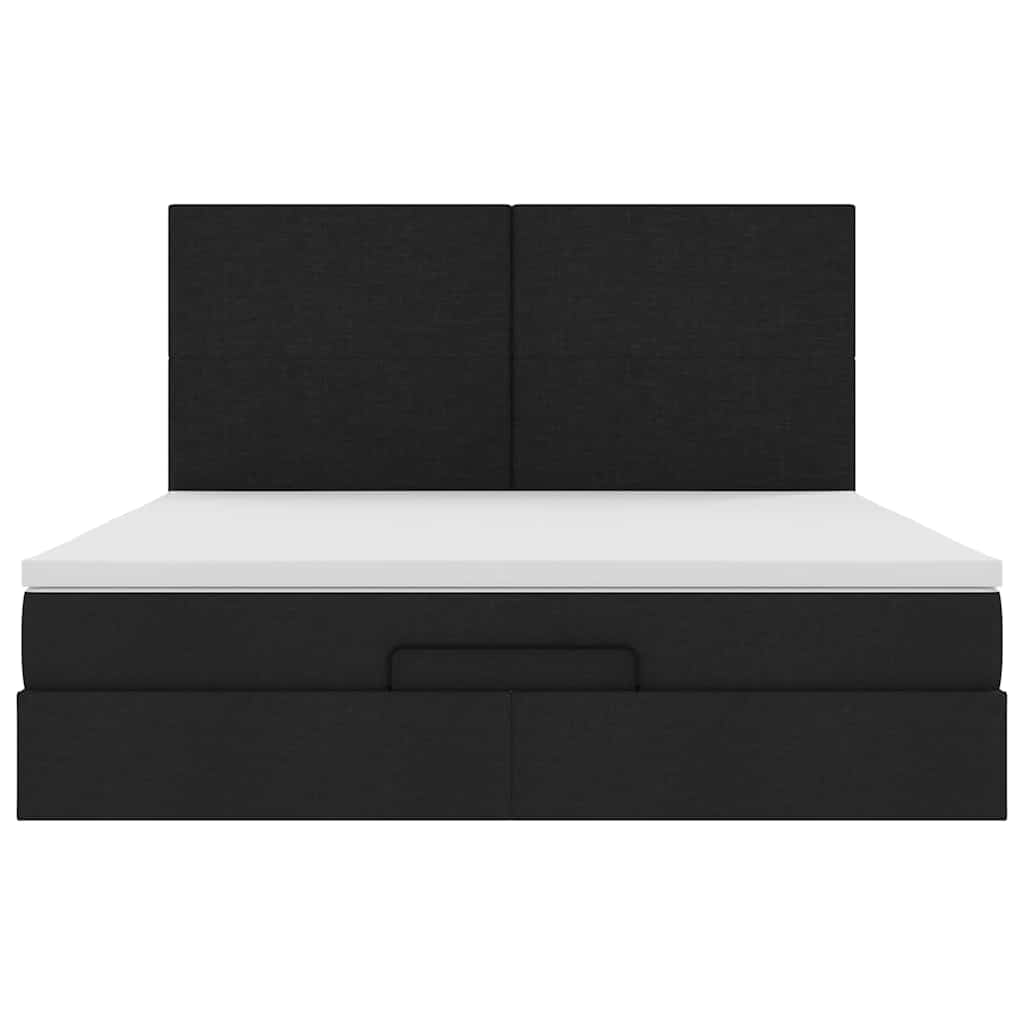 Οθωμανικό κρεβάτι με στρώμα Μαύρο 160x200cm Ύφασμα - Pakobazaar