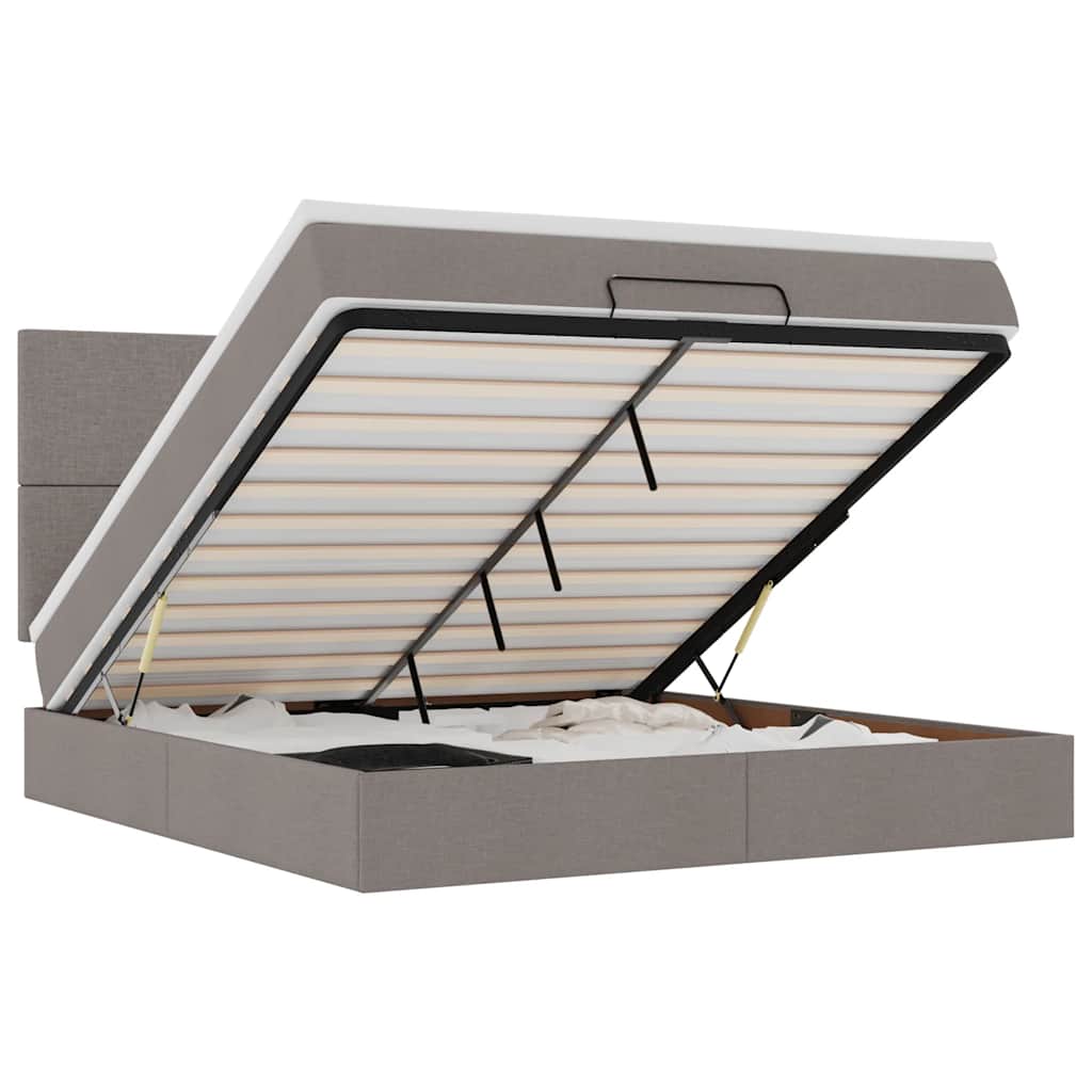 Οθωμανικό κρεβάτι με στρώμα Taupe 180x200cm ύφασμα - Pakobazaar