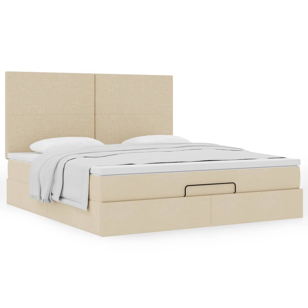Οθωμανικό κρεβάτι με στρώμα Cream 180x200cm ύφασμα - Pakobazaar