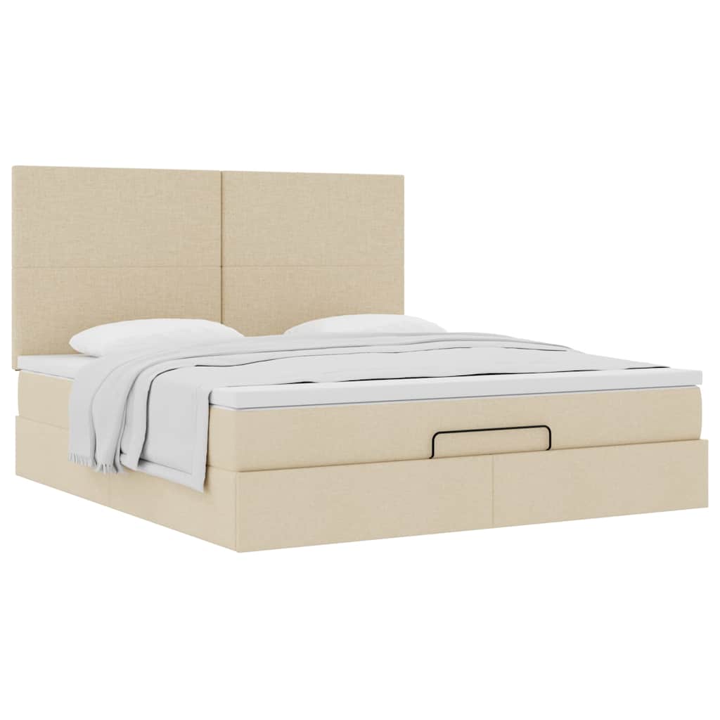 Οθωμανικό κρεβάτι με στρώμα Cream 180x200cm ύφασμα - Pakobazaar