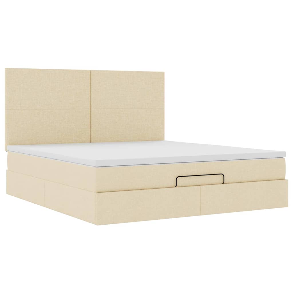 Οθωμανικό κρεβάτι με στρώμα Cream 180x200cm ύφασμα - Pakobazaar