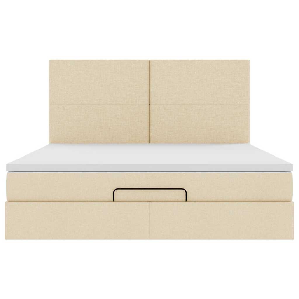 Οθωμανικό κρεβάτι με στρώμα Cream 180x200cm ύφασμα - Pakobazaar