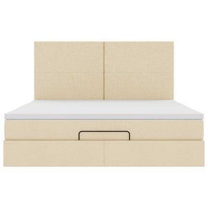 Οθωμανικό κρεβάτι με στρώμα Cream 180x200cm ύφασμα - Pakobazaar