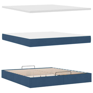 Οθωμανικό κρεβάτι με στρώμα μπλε 180x200cm ύφασμα
