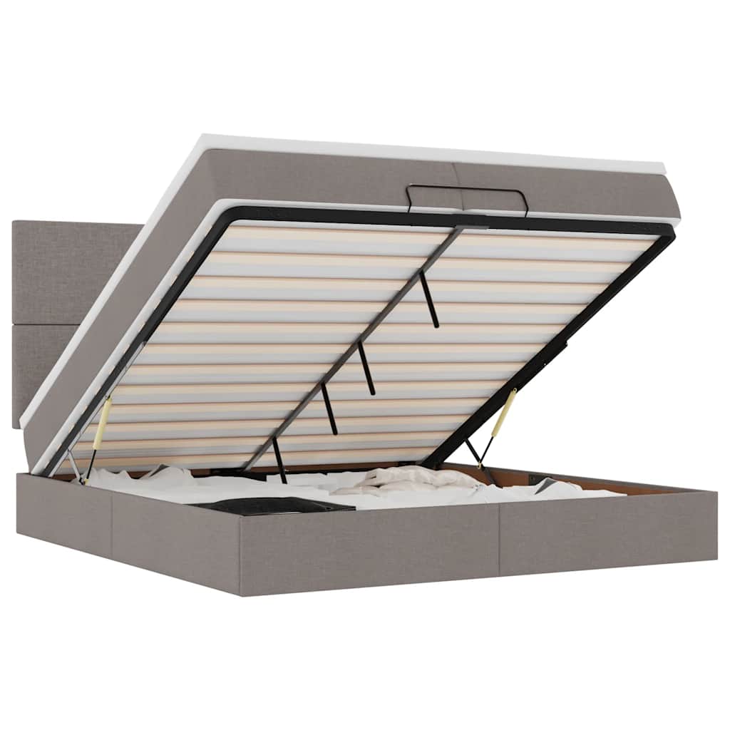 Οθωμανικό κρεβάτι με στρώματα Taupe 200x200cm ύφασμα - Pakobazaar