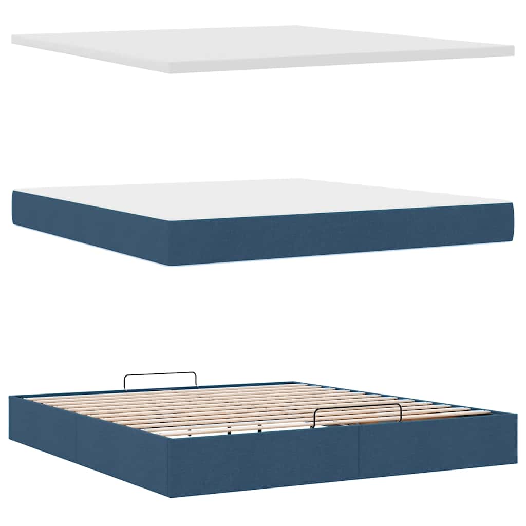 Οθωμανικό κρεβάτι με στρώματα μπλε 200x200cm ύφασμα - Pakobazaar