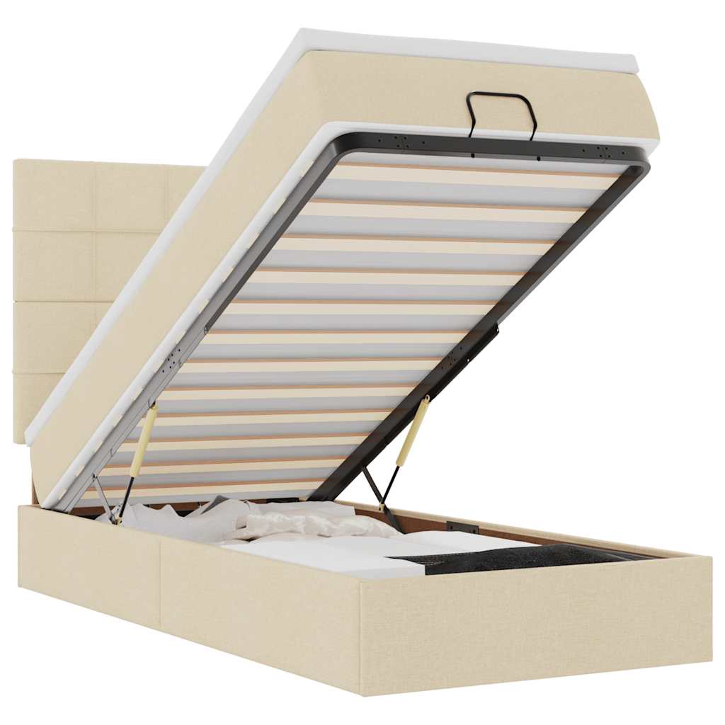 Οθωμανικό κρεβάτι με στρώμα Cream 80x200cm ύφασμα - Pakobazaar