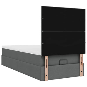 Οθωμανικό κρεβάτι με στρώμα σκούρο γκρι 90x190cm ύφασμα - Pakobazaar