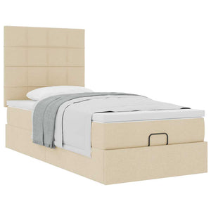 Οθωμανικό κρεβάτι με στρώμα Cream 90x190cm ύφασμα - Pakobazaar