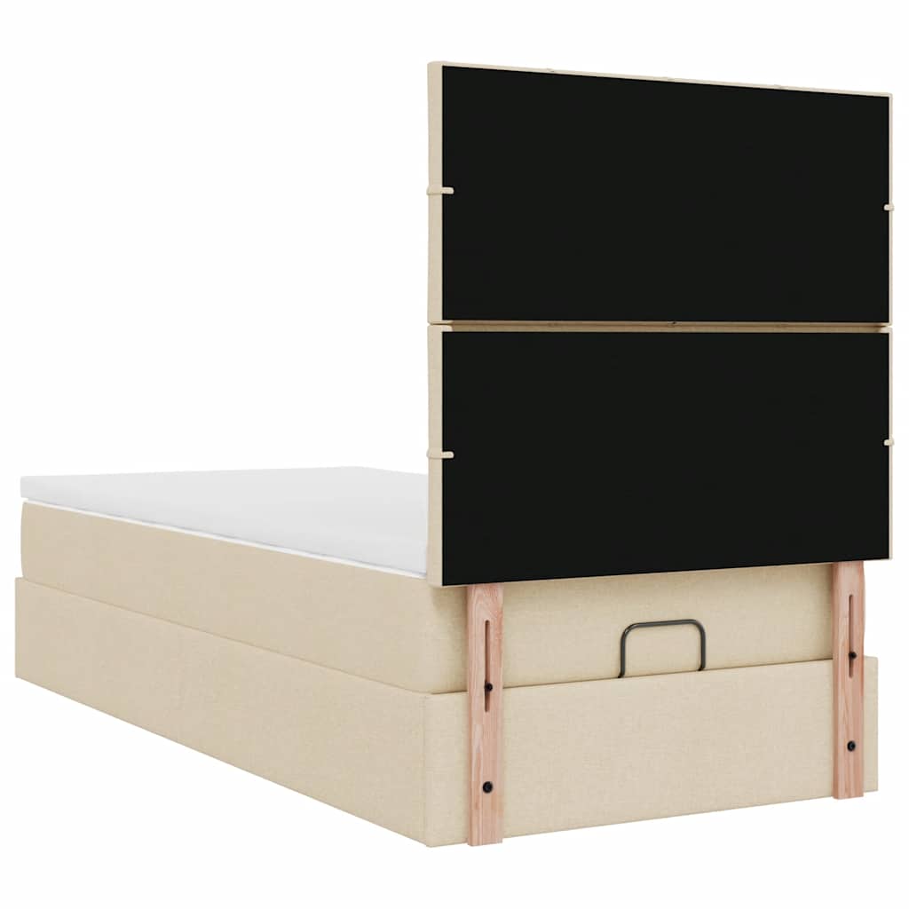 Οθωμανικό κρεβάτι με στρώμα Cream 90x190cm ύφασμα - Pakobazaar