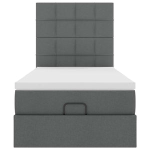 Οθωμανικό κρεβάτι με στρώμα σκούρο γκρι 100x200cm ύφασμα