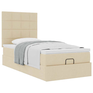 Οθωμανικό κρεβάτι με στρώμα Cream 100x200cm ύφασμα