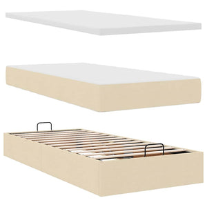 Οθωμανικό κρεβάτι με στρώμα Cream 100x200cm ύφασμα