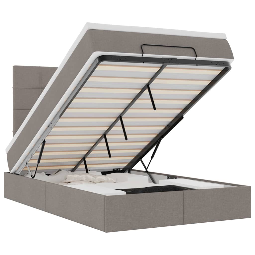 Οθωμανικό κρεβάτι με στρώμα Taupe 120x190 cm Ύφασμα - Pakobazaar